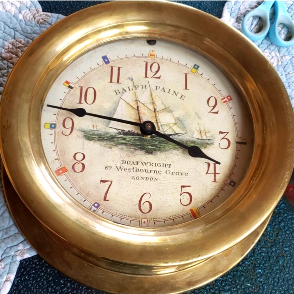 Timeworks genuine Ralph Paine vintage brass clock - Picture 8 of 10
